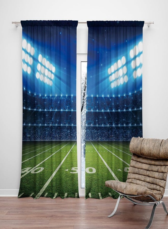 DOTOOMA 82 x 84 Inches Football Stadium Sports Theme Venues Window Curtain Lawn Audience Spotlight Kids Boys Teens Bedroom Decoration Polyester Drapes 2 Panel - Image 1